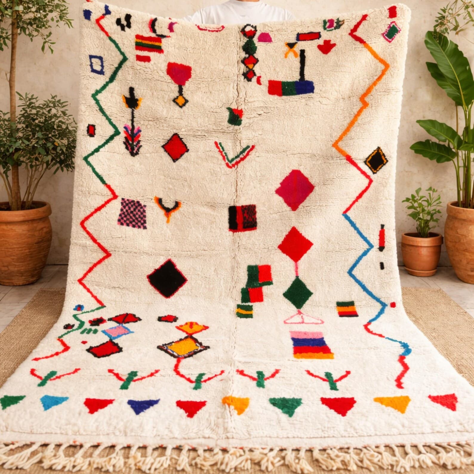 Moroccan artisan hands weaving handmade rug using traditional techniques